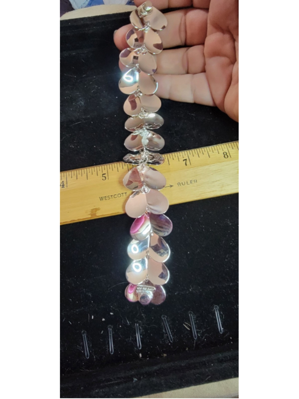 ESPO 925 Sterling Silver Vintage Shiny Heart Disc Link Chain Bracelet 68 - Picture 4 of 8